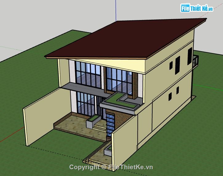 Nhà phố 2 tầng,model nhà phố 2 tầng,file su nhà phố 2 tầng,sketchup nhà phố 2 tầng,nhà phố 2 tầng file su