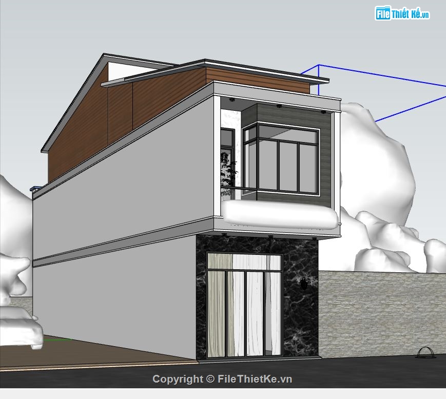 Nhà phố 2 tầng,file sketchup nhà phố,su nhà phố