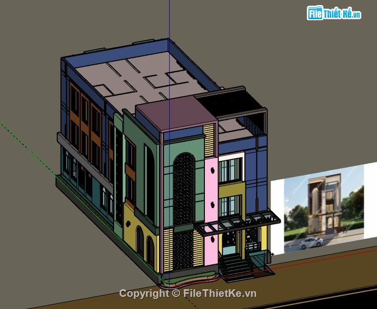 Nhà phố 3 tầng,file su nhà phố 3 tầng,file sketchup nhà phố 3 tầng