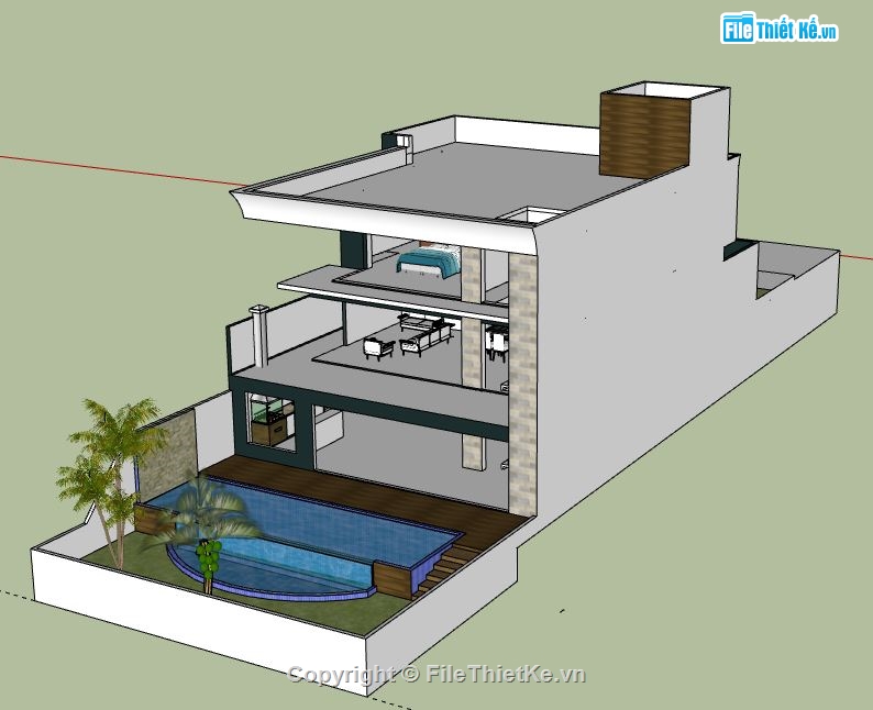 Nhà phố 3 tầng,model su nhà phố 3 tầng,file sketchup nhà phố 3 tầng,nhà phố 3 tầng file su,sketchup nhà phố 3 tầng