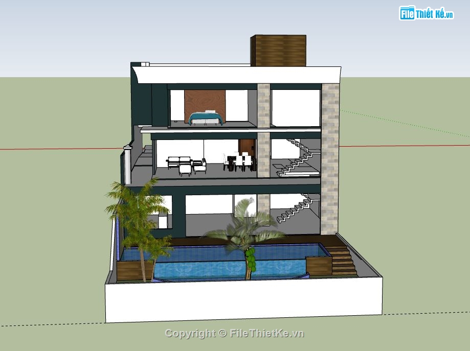 Nhà phố 3 tầng,model su nhà phố 3 tầng,file sketchup nhà phố 3 tầng,nhà phố 3 tầng file su,sketchup nhà phố 3 tầng