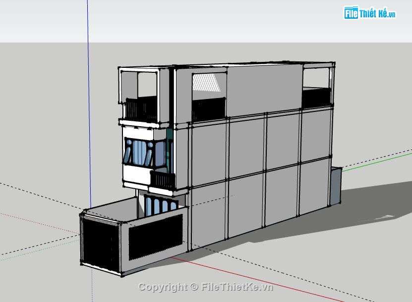 Nhà phố 3 tầng,Model su nhà phố 3 tầng,sketchup nhà phố 3 tầng