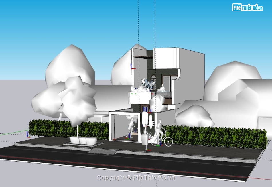 File sketchup nhà phố 3 tầng,File su nhà phố 3 tầng,Model su nhà phố 3 tầng,Nhà phố 3 tầng file su