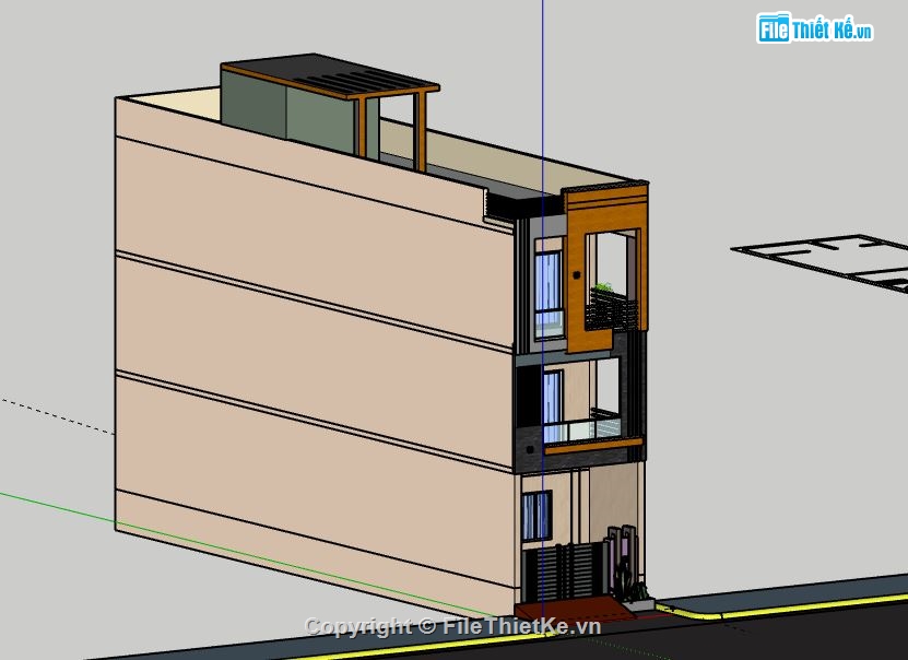 Nhà phố 3 tầng,file su nhà phố 3 tầng,sketchup nhà phố 3 tầng