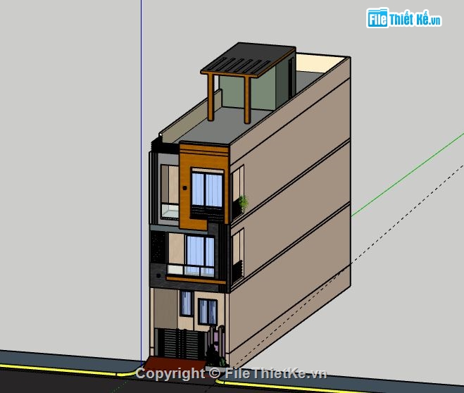 Nhà phố 3 tầng,file su nhà phố 3 tầng,sketchup nhà phố 3 tầng