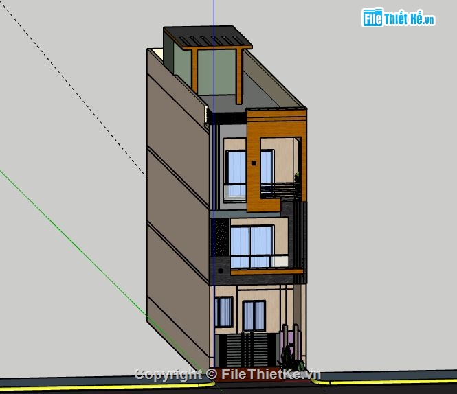 Nhà phố 3 tầng,file su nhà phố 3 tầng,sketchup nhà phố 3 tầng