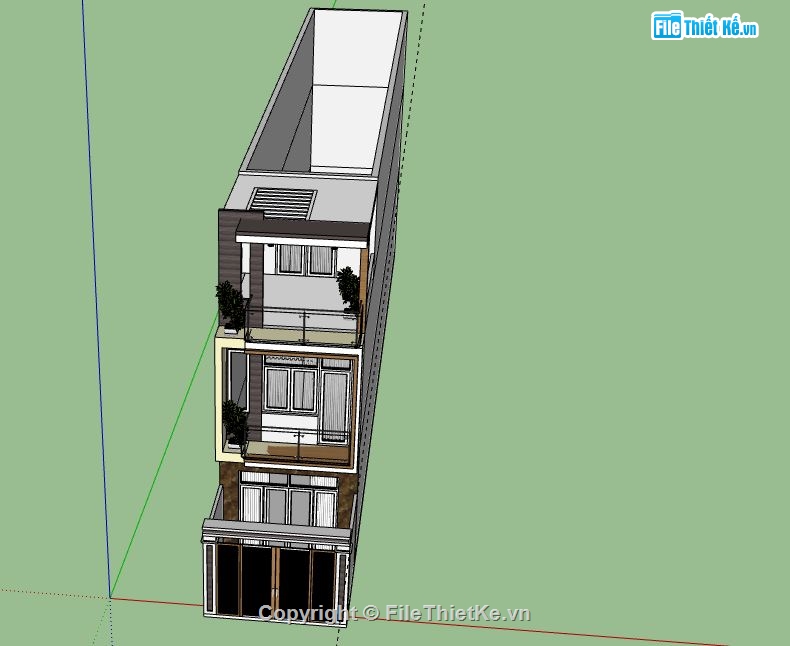 Nhà phố 3 tầng,nhà phố 3 tầng file su,sketchup nhà phố 3 tầng