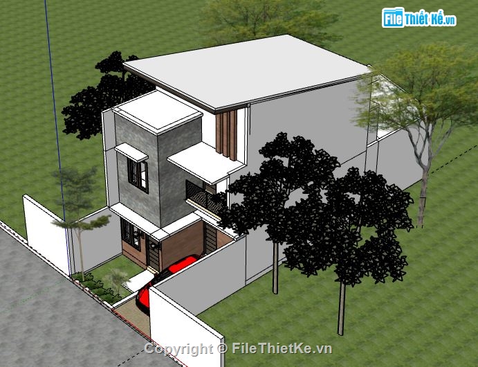 Nhà phố 3 tầng,file su nhà phố 3 tầng,sketchup nhà phố 3 tầng,nhà phố 3 tầng model su