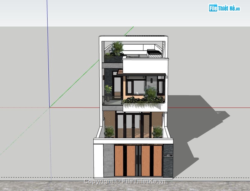 Nhà phố 3 tầng,model su nhà phố 3 tầng,nhà phố 3 tầng sketchup