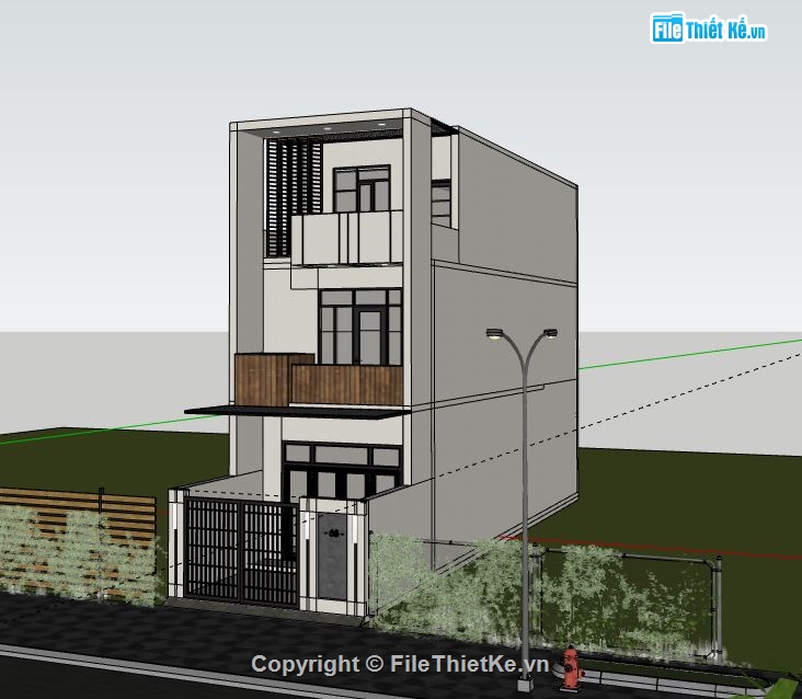 Nhà phố 3 tầng,file su nhà phố 3 tầng,model sketchup nhà phố 3 tầng