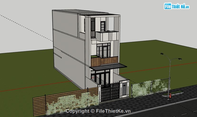 Nhà phố 3 tầng,file su nhà phố 3 tầng,model sketchup nhà phố 3 tầng