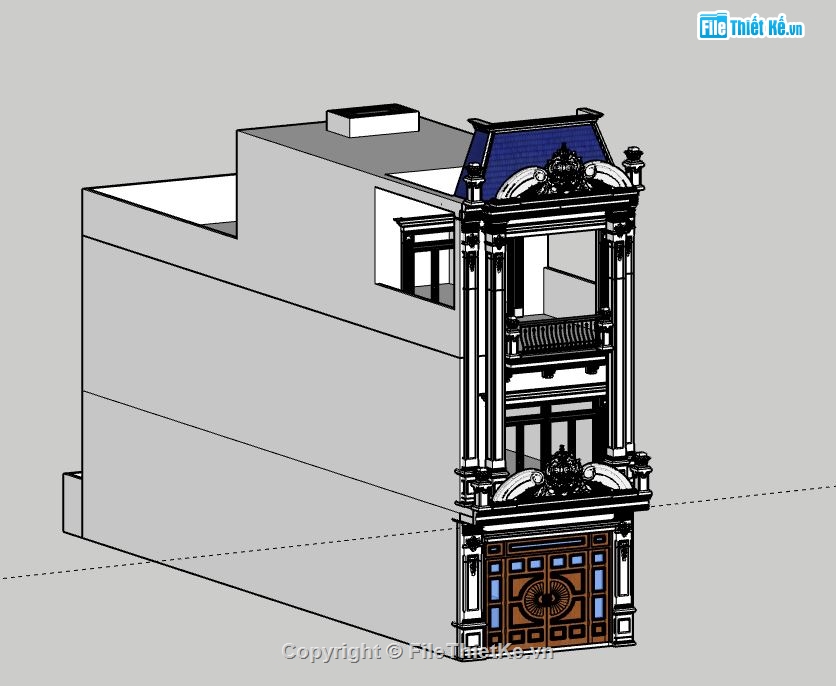 Nhà phố 3 tầng,Model su nhà phố 3 tầng,sketchup nhà phố 3 tầng