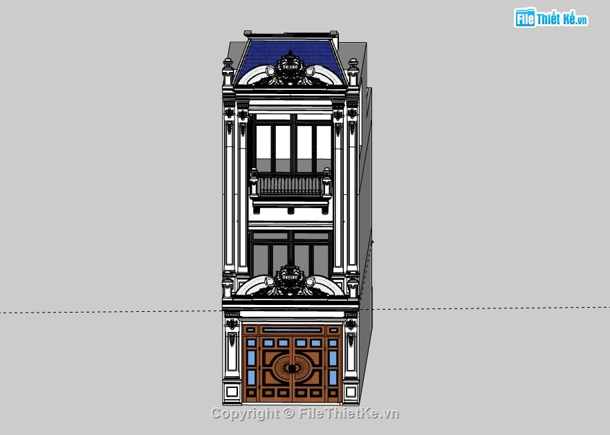 Nhà phố 3 tầng,Model su nhà phố 3 tầng,sketchup nhà phố 3 tầng