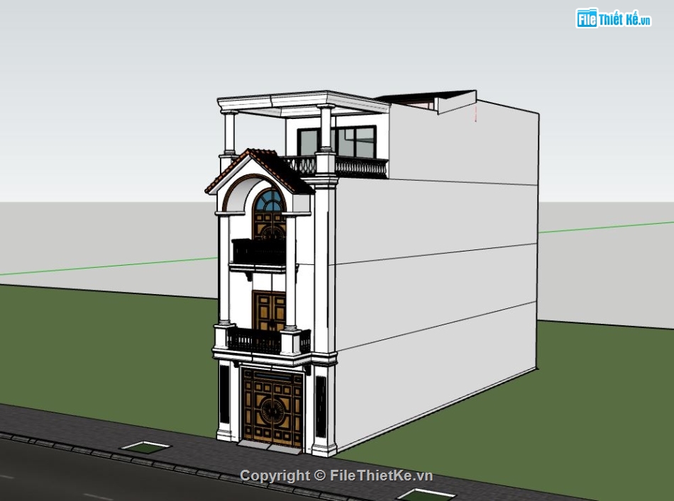 Nhà phố 3 tầng,model su nhà phố 3 tầng,sketchup nhà phố 3 tầng