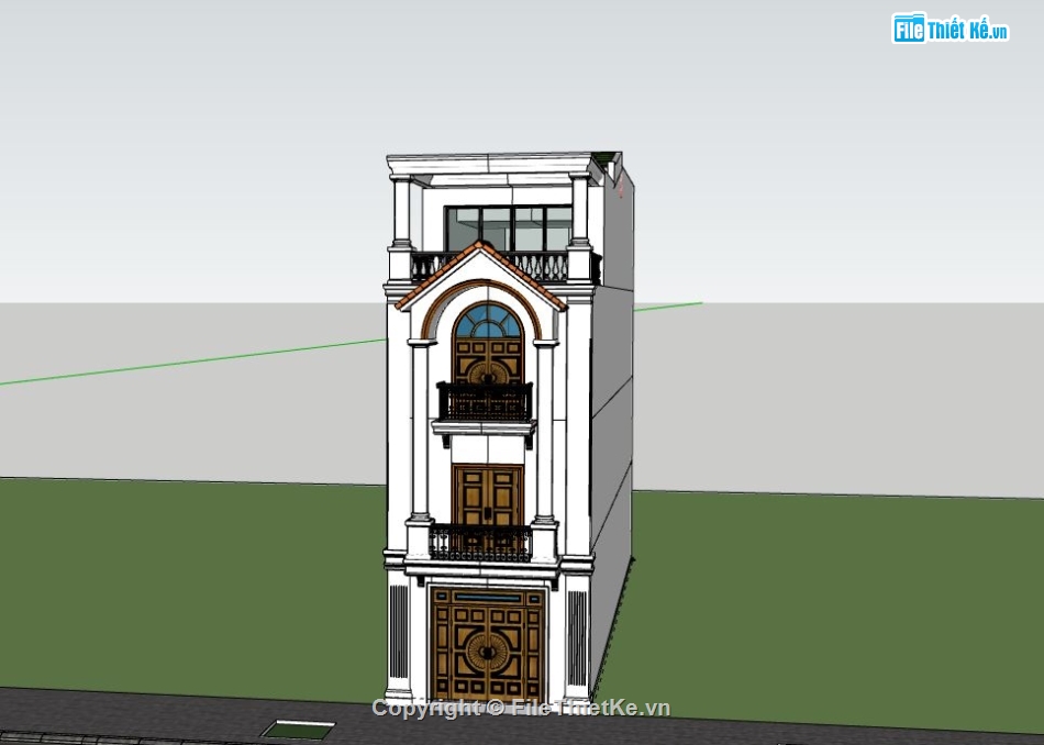 Nhà phố 3 tầng,model su nhà phố 3 tầng,sketchup nhà phố 3 tầng