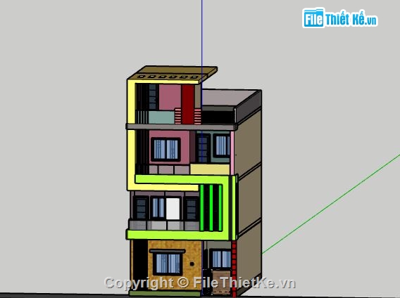 Nhà phố 3 tầng,file su nhà phố 3 tầng,sketchup nhà phố 3 tầng