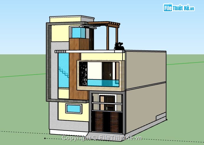 Nhà phố 3 tầng,model su nhà phố 3 tầng,nhà phố 3 tầng file su,sketchup nhà phố 3 tầng,nhà phố 3 tầng model su