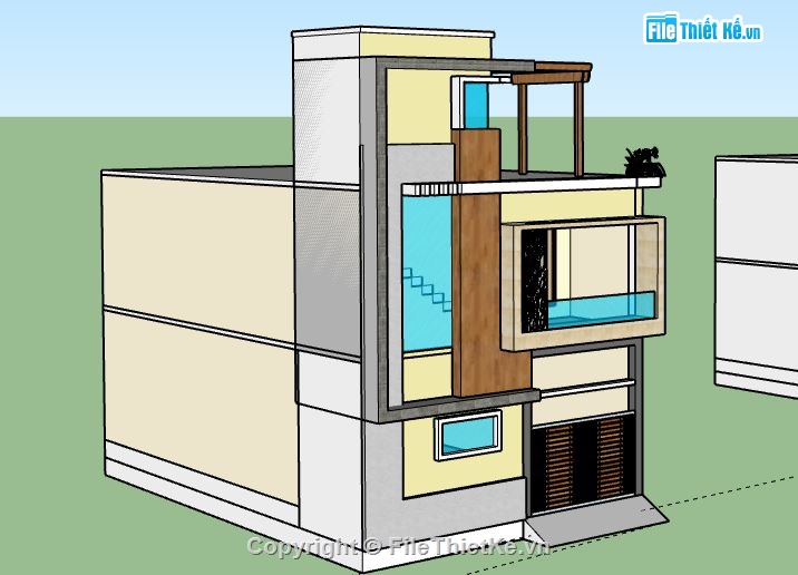 Nhà phố 3 tầng,model su nhà phố 3 tầng,nhà phố 3 tầng file su,sketchup nhà phố 3 tầng,nhà phố 3 tầng model su