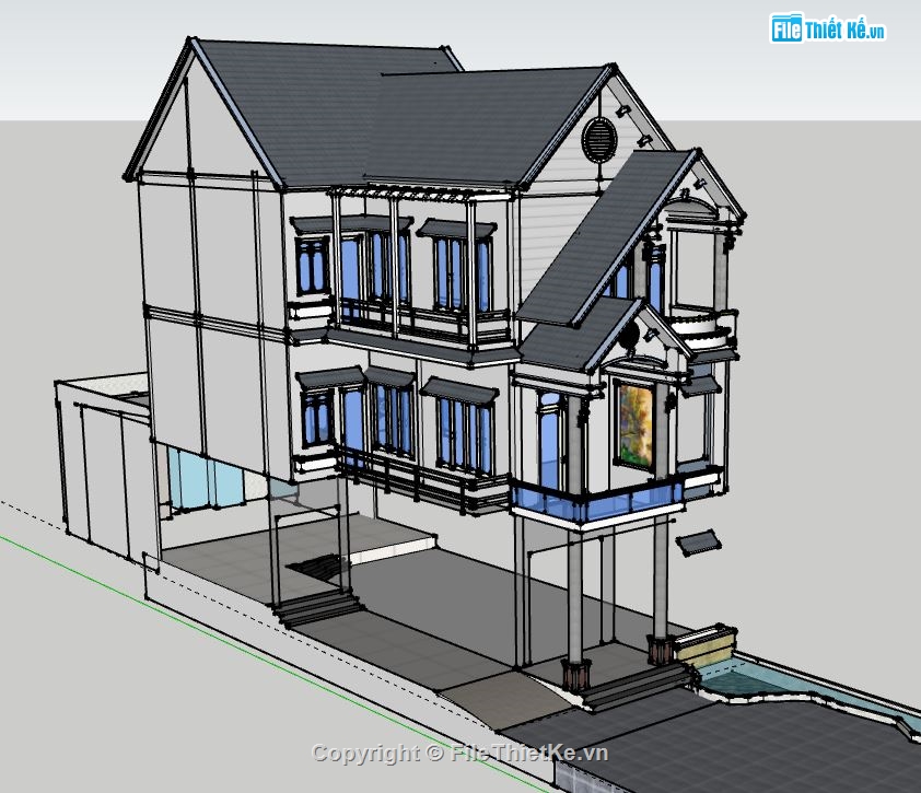 nhà phố 3 tầng,model su nhà phố 3 tầng,nhà phố 3 tầng file su,nhà phố 3 tầng file sketchup,nhà phố 3 tầng model su