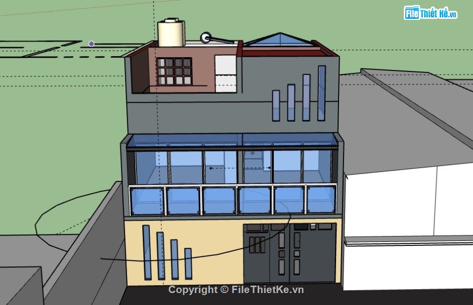 Nhà phố 3 tầng,model su nhà phố 3 tầng,nhà phố 3 tầng file sketchup,sketchup nhà phố 3 tầng,nhà phố 3 tầng file su