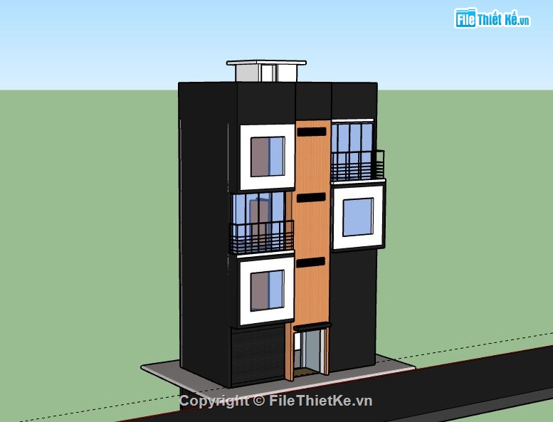 Nhà phố 3 tầng,model su nhà phố 3 tầng,sketchup nhà phố 3 tầng