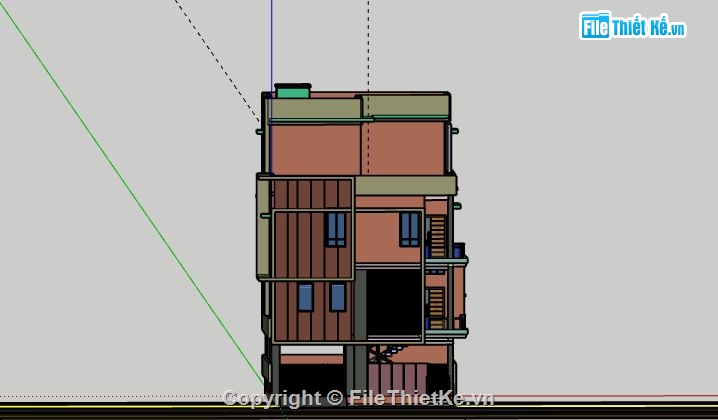 Nhà phố 3 tầng,model su nhà phố 3 tầng,sketchup nhà phố 3 tầng