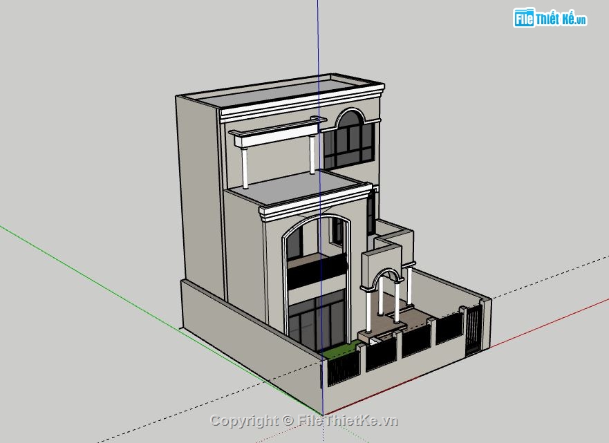 Nhà phố 3 tầng,sketchup Nhà phố 3 tầng,file su nhà phố 3 tầng