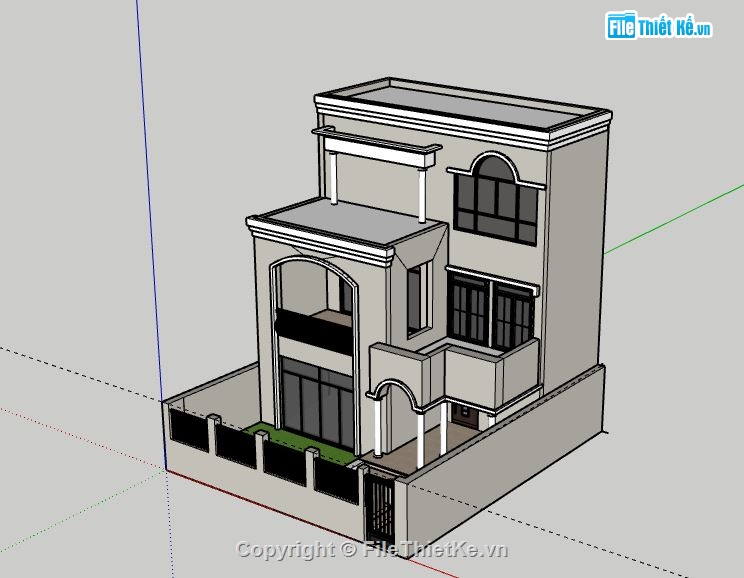 Nhà phố 3 tầng,sketchup Nhà phố 3 tầng,file su nhà phố 3 tầng