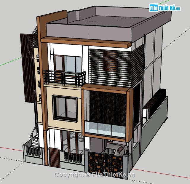 Nhà phố 3 tầng,file su nhà phố 3 tầng,sketchup nhà phố 3 tầng