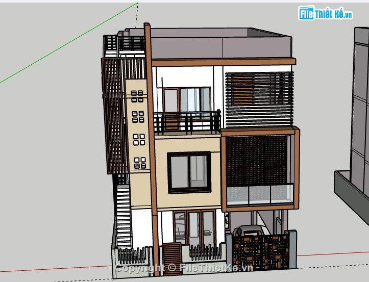 Nhà phố 3 tầng,file su nhà phố 3 tầng,sketchup nhà phố 3 tầng