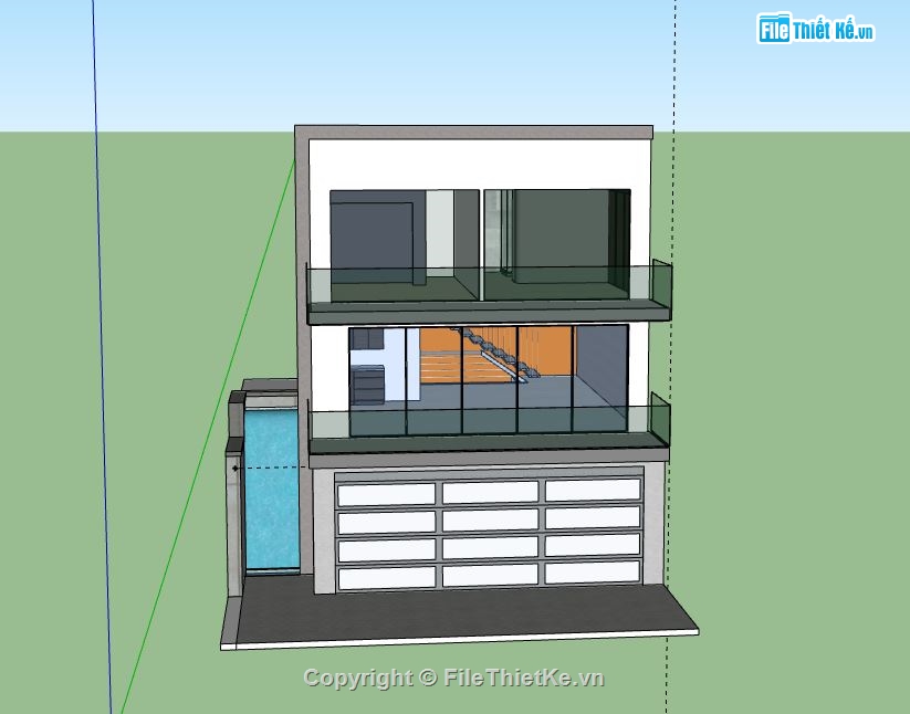 Nhà phố 3 tầng,model su nhà phố 3 tầng,sketchup nhà phố 3 tầng