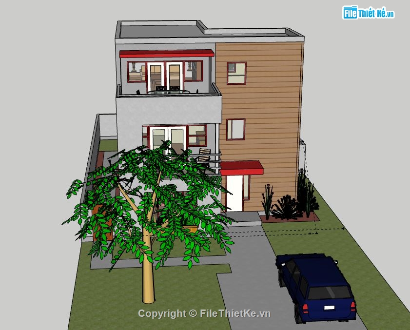 Nhà phố 3 tầng,file su nhà phố 3 tầng,sketchup nhà phố 3 tầng,nhà phố 3 tầng model su,nhà phố 3 tầng sketchup