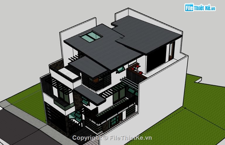 Nhà phố 3 tầng,model su nhà phố 3 tầng,file su nhà phố 3 tầng,nhà phố 3 tầng sketchup