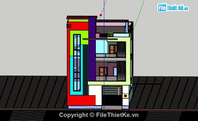 Nhà phố 3 tầng,sketchup Nhà phố 3 tầng,file su nhà phố 3 tầng