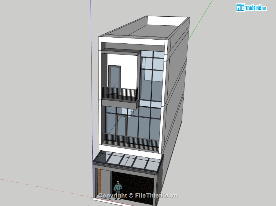 nhà phố 3 tầng,file nhà phố sketchup,phối cảnh nhà phố