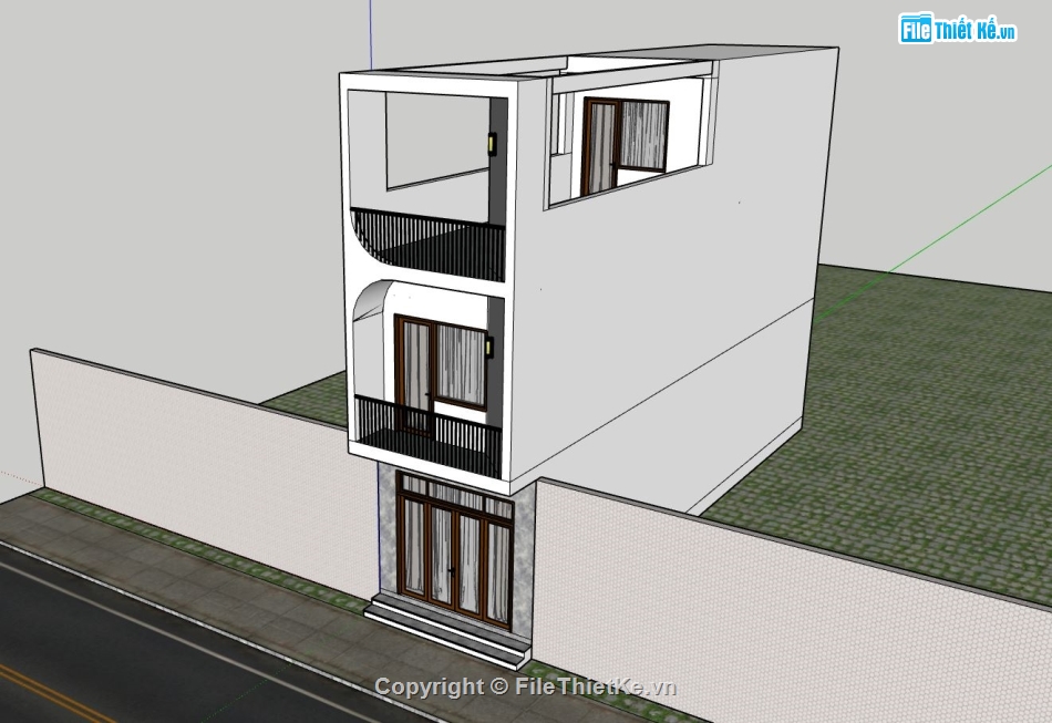 Nhà phố hiện đại,Nhà phố 3 tầng hiện đại,sketchup Nhà phố 3 tầng,model su nhà phố 3 tầng