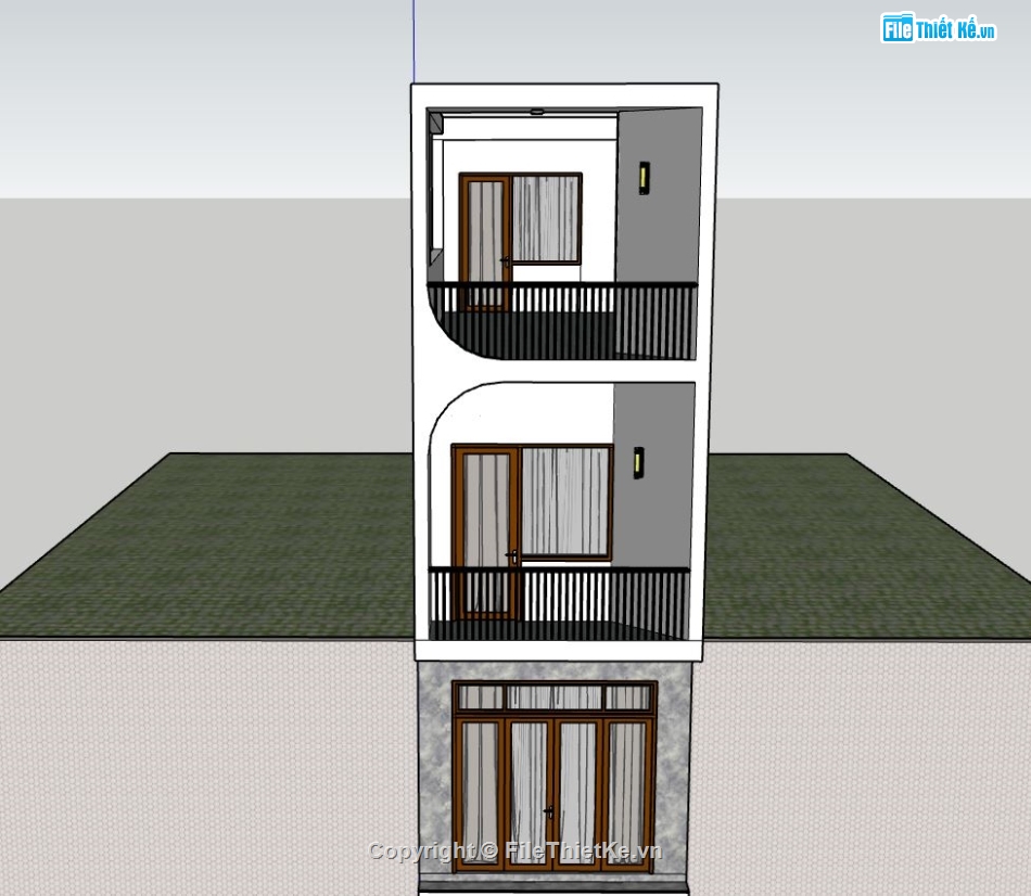 Nhà phố hiện đại,Nhà phố 3 tầng hiện đại,sketchup Nhà phố 3 tầng,model su nhà phố 3 tầng