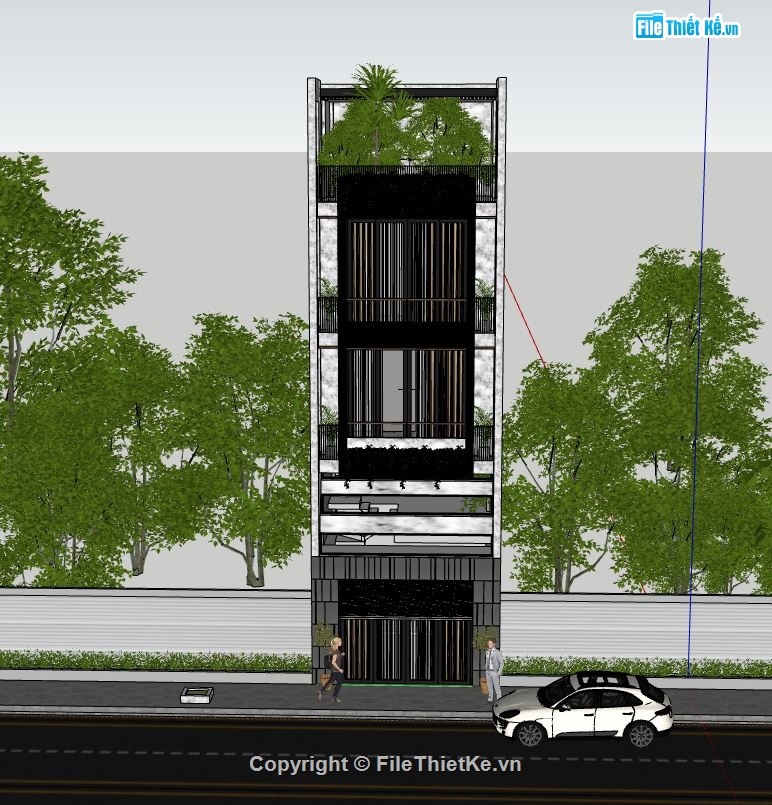 3 tầng,sketchup nhà phố 3 tầng,model su nhà phố 3 tầng