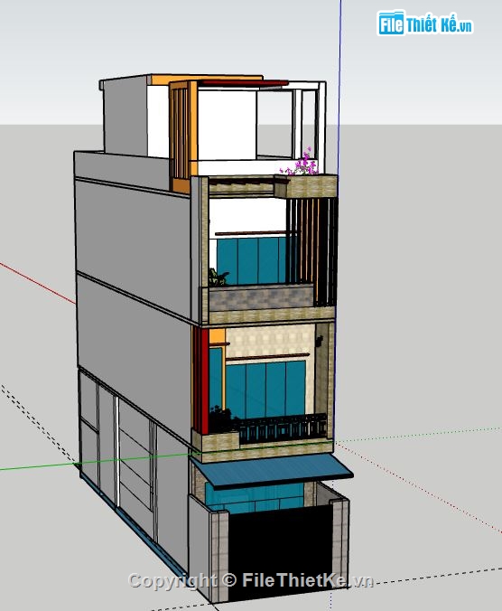 Nhà phố 4 tầng,model su nhà phố 4 tầng,nhà phố 4 tầng file su,sketchup nhà phố 4 tầng,nhà phố 4 tầng sketchup