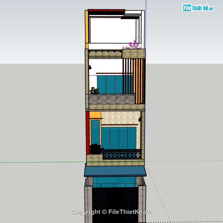 Nhà phố 4 tầng,model su nhà phố 4 tầng,nhà phố 4 tầng file su,sketchup nhà phố 4 tầng,nhà phố 4 tầng sketchup