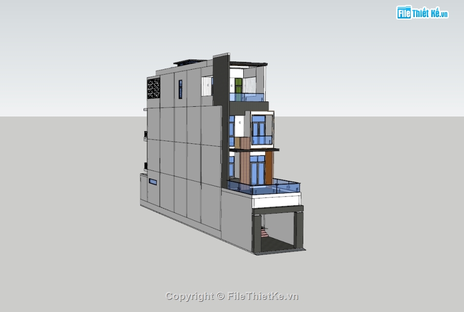 su nhà phố,sketchup nhà phố,su nhà phố 4 tầng