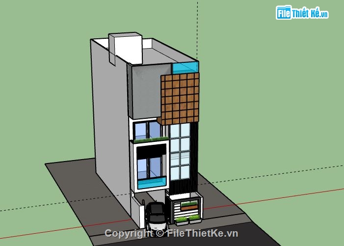 Nhà phố 4 tầng,model su nhà phố 4 tầng,sketchup nhà phố 4 tầng