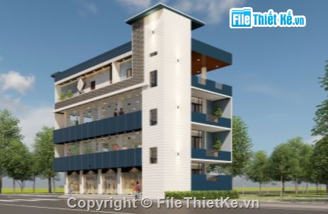 Nhà phố 4 tầng,file su nhà phố 4 tầng,sketchup nhà phố 4 tầng