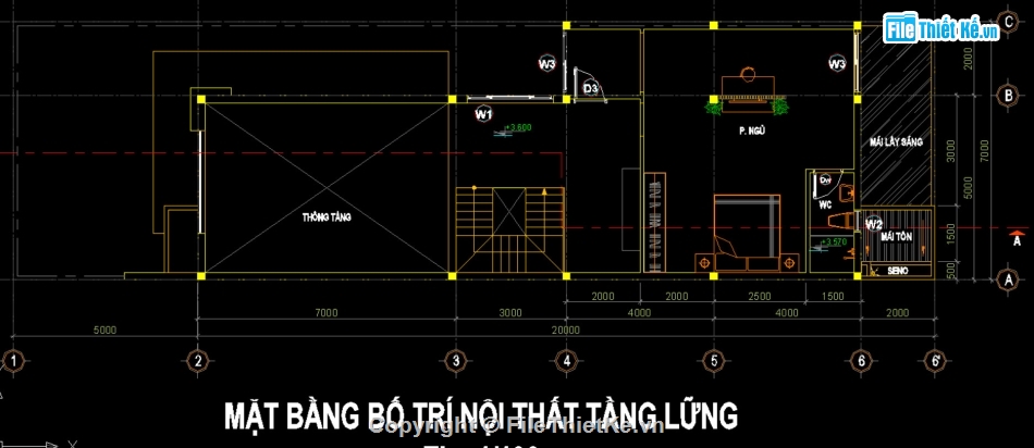 Nhà phố gác lửng 7x25m,Bản vẽ nhà gác lửng 7x25m,File cad nhà phố gác lửng,Thiết kế nhà gác lửng,Bản vẽ autocad nhà gác lửng