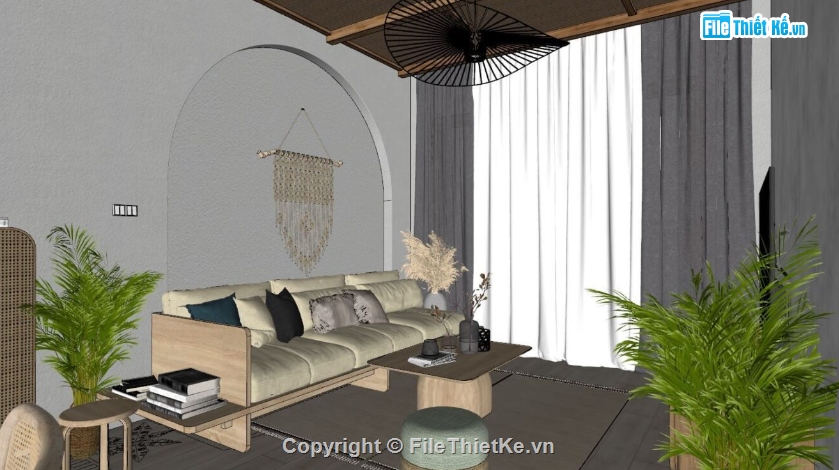 model su nội thất khách bếp,nội thất khách bếp sketchup,sketchup phòng khách bếp,sketchup nội thất phòng khách bếp