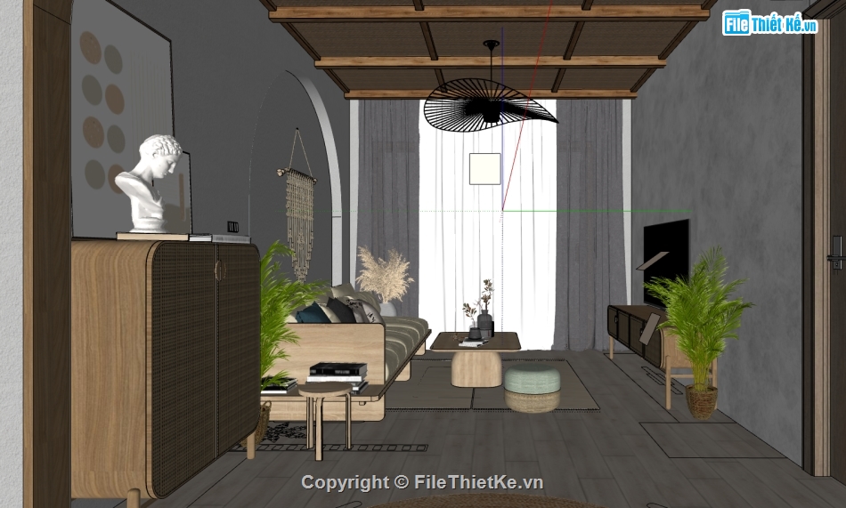 model su nội thất khách bếp,nội thất khách bếp sketchup,sketchup phòng khách bếp,sketchup nội thất phòng khách bếp