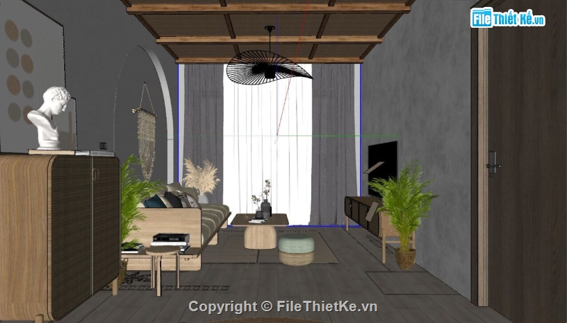 model su nội thất khách bếp,nội thất khách bếp sketchup,sketchup phòng khách bếp,sketchup nội thất phòng khách bếp