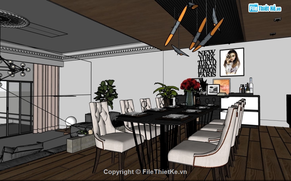 phòng bếp sketchup,Nội thất phòng khách bếp,Nội thất phòng khách bếp sketchup,sketchup nội thất phòng bếp,thiết kế phòng bếp file sketchup