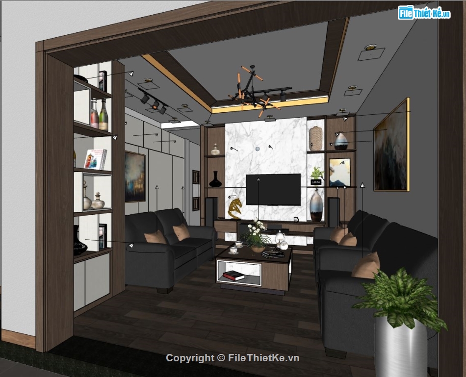 Nội thất phòng khách,file su phòng khách,phòng khách file sketchup,sketchup phòng khách,model su phòng khách