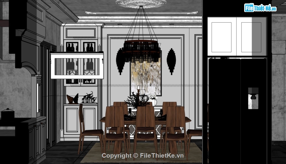 File sketchup phòng khách hiện đại,nội thất phòng khách sketchup,file nội thất phòng khách